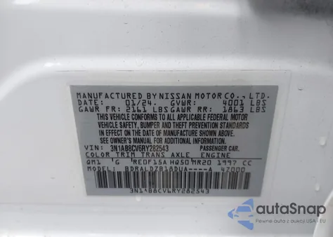 2024 Nissan Sentra Sv Xtronic Cvt from USA, damaged, VIN 3N1AB8CV6RY282543
